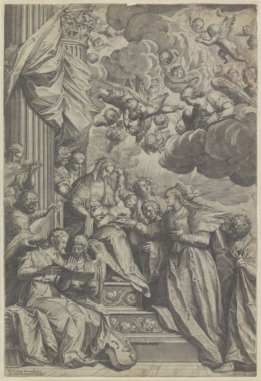 Pyhän Katariinan mystinen häät tekijältä Agostino Carracci