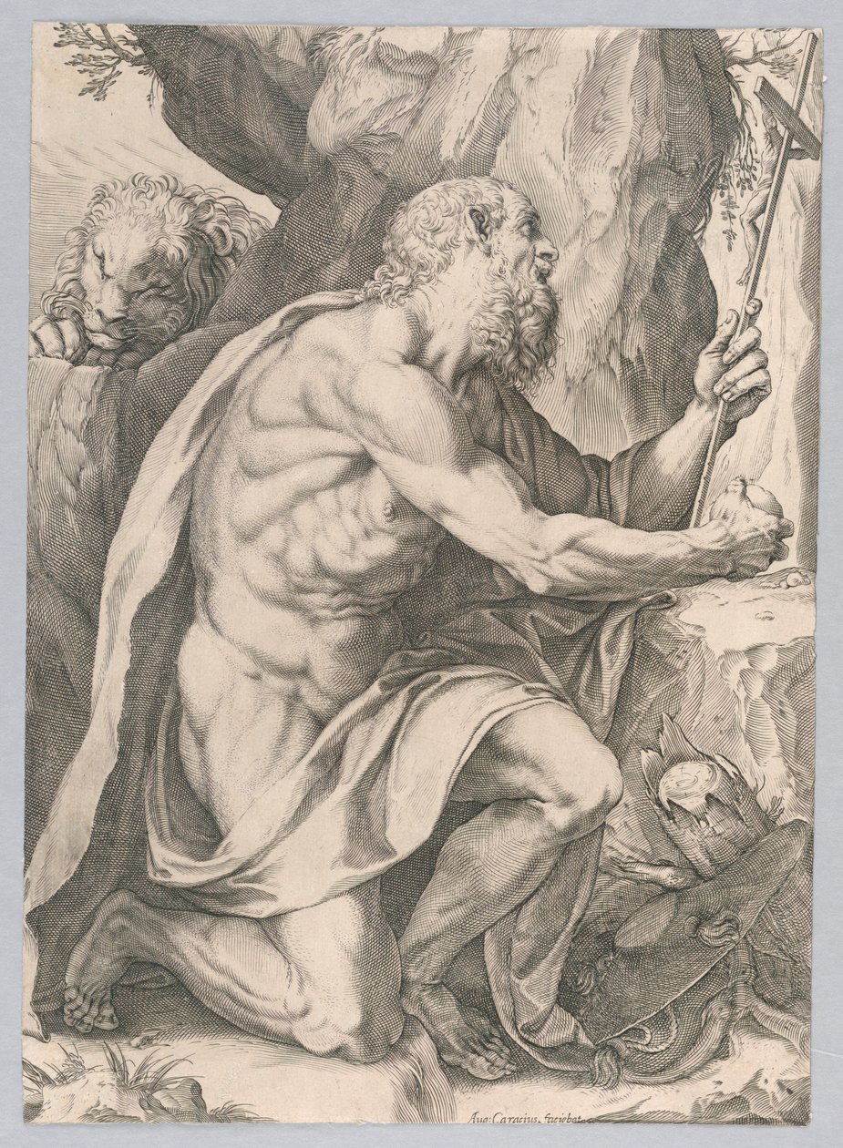 Pyhä Jerome tekijältä Agostino Carracci