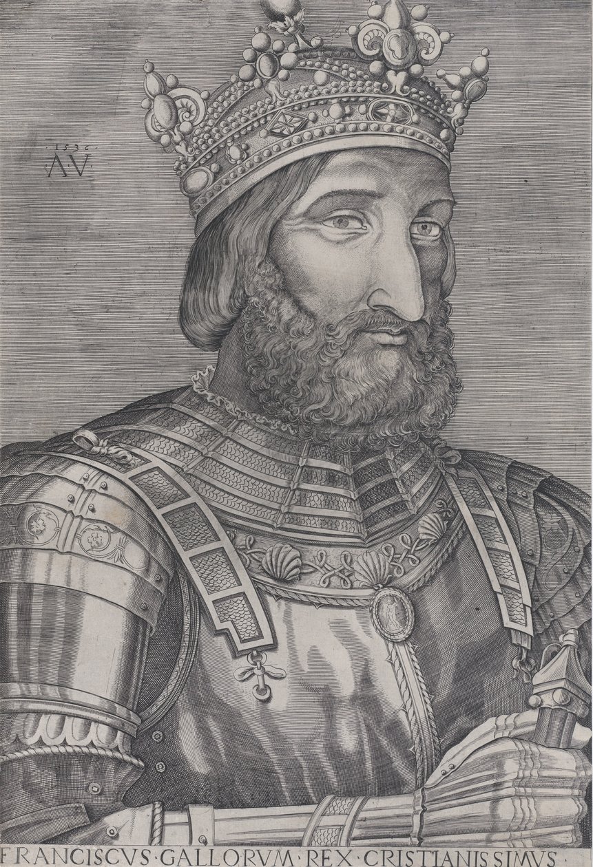 Francois I, Ranskan kuningas, päivätty 1536. tekijältä Agostino Veneziano
