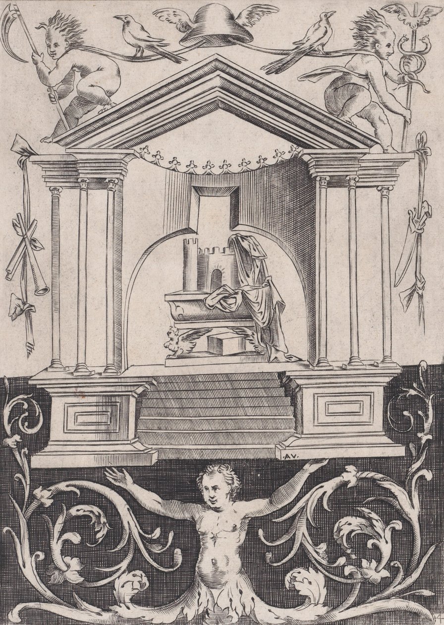 Koristepaneeli, n. 1514-36. tekijältä Agostino Veneziano