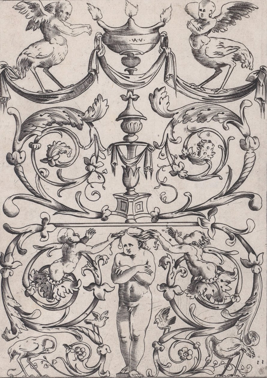 Panell ornamental, ca. 1514-36. finlandès tekijältä Agostino Veneziano