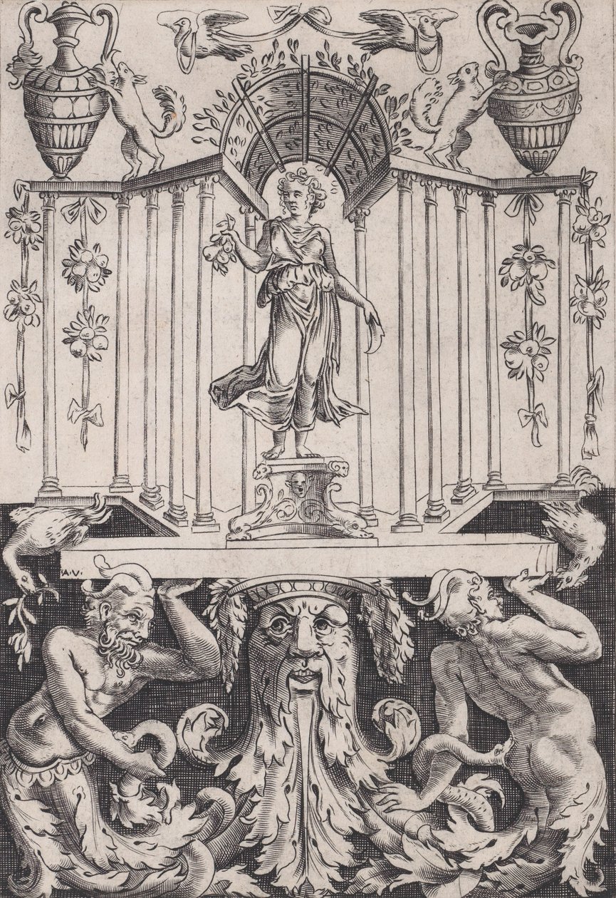 Koristepaneeli, n. 1514-36. tekijältä Agostino Veneziano