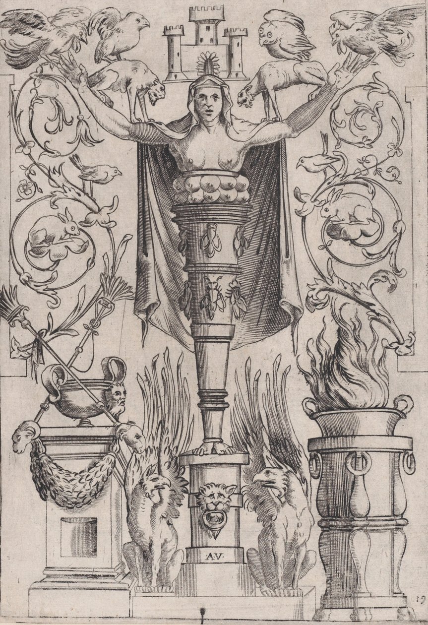 Koristepaneeli, n. 1514-36. tekijältä Agostino Veneziano