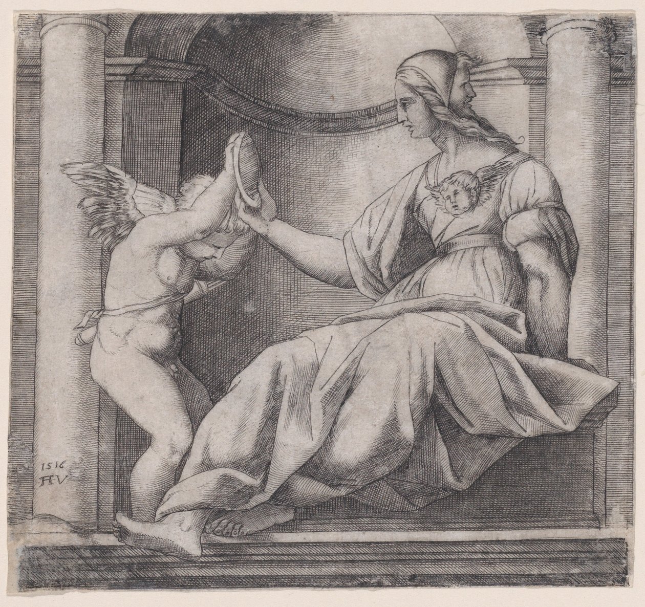 Prudence, päivätty 1516. tekijältä Agostino Veneziano