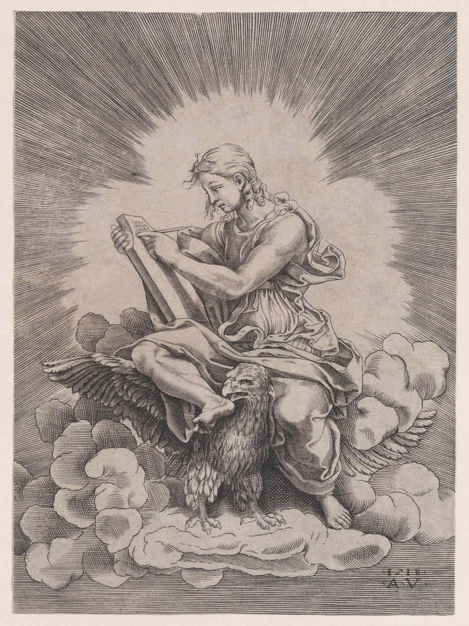 Pyhä Johannes, päivätty 1518. tekijältä Agostino Veneziano