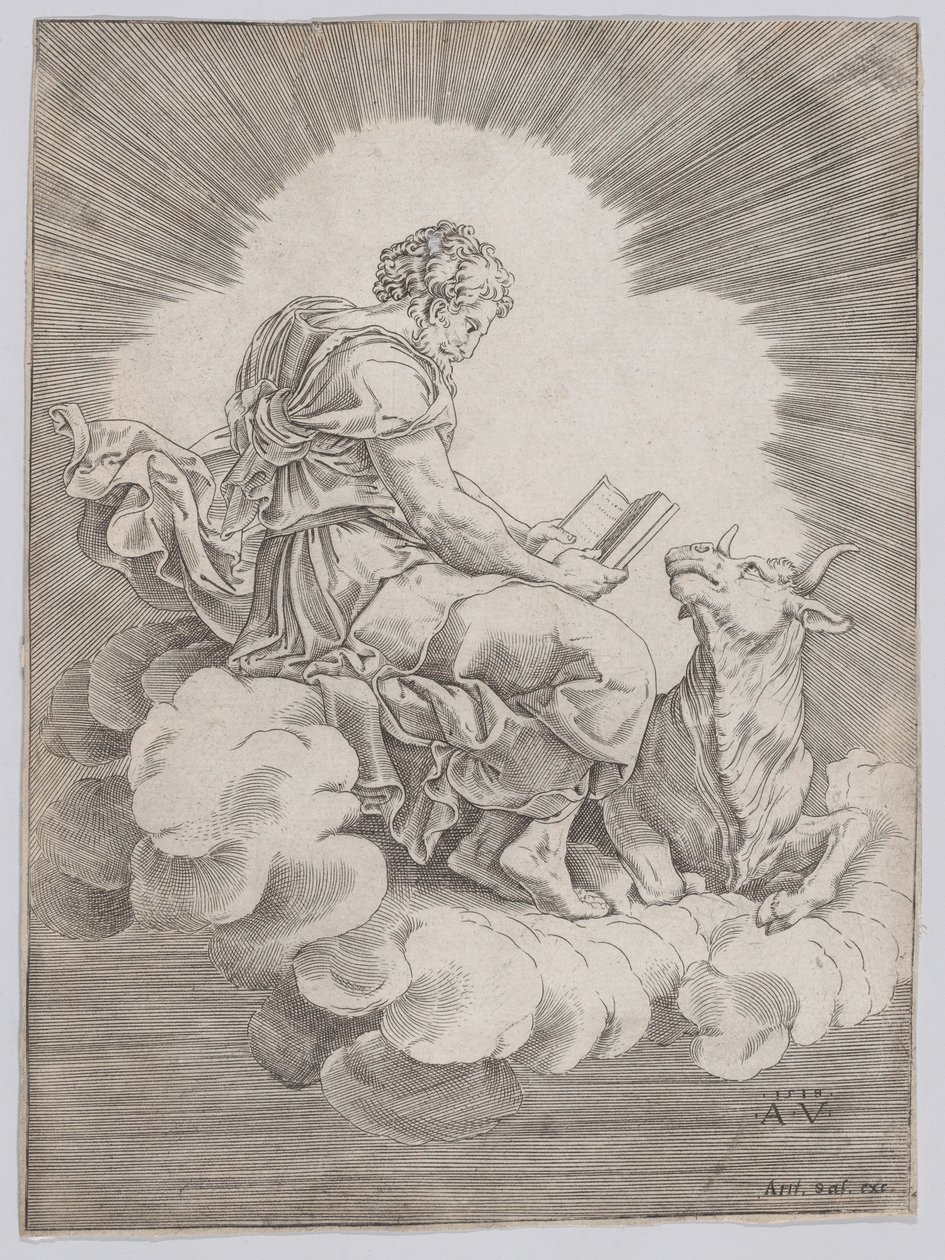 Pyhä Luukas, 1518. tekijältä Agostino Veneziano