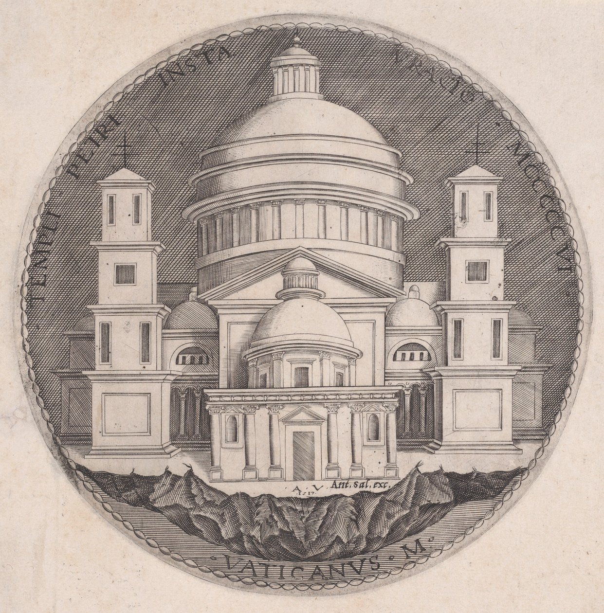 Pietarinkirkko, päivätty 1517. tekijältä Agostino Veneziano