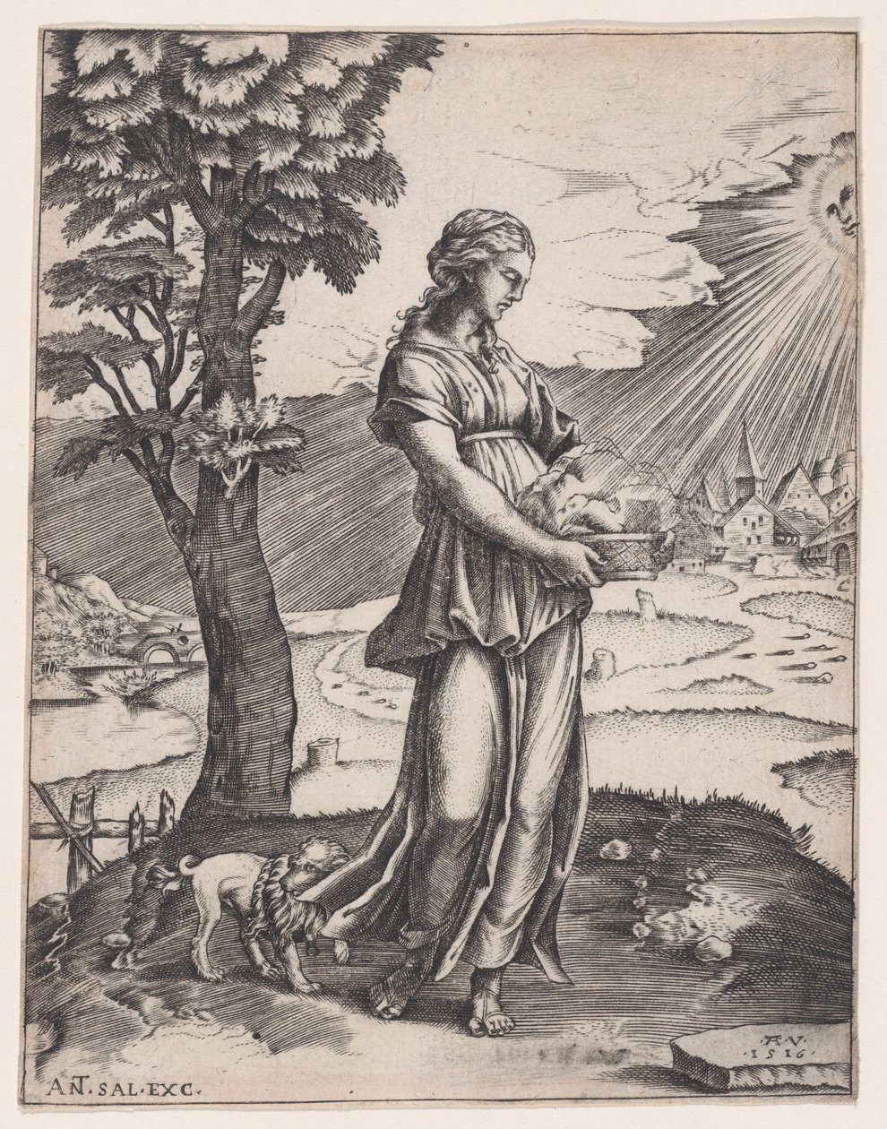 Kuumalainen Sibyla, päivätty 1516. tekijältä Agostino Veneziano