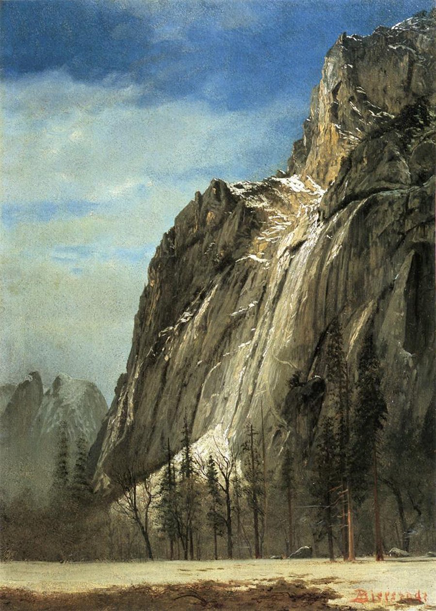 Cathedral Rocks, Yosemite, n. 1872 (öljy paperille kankaalle) tekijältä Albert Bierstadt