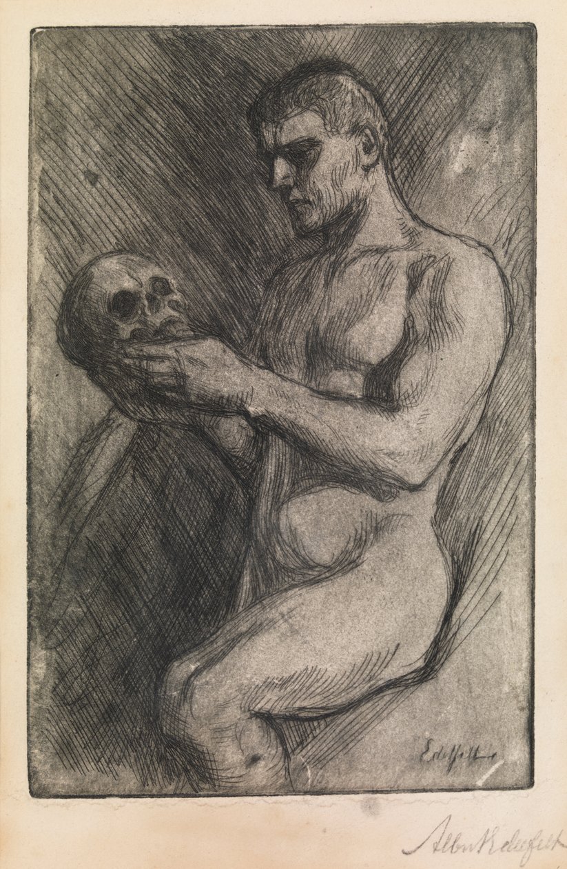 Alaston mies ja kallo tekijältä Albert Gustaf Aristides Edelfelt