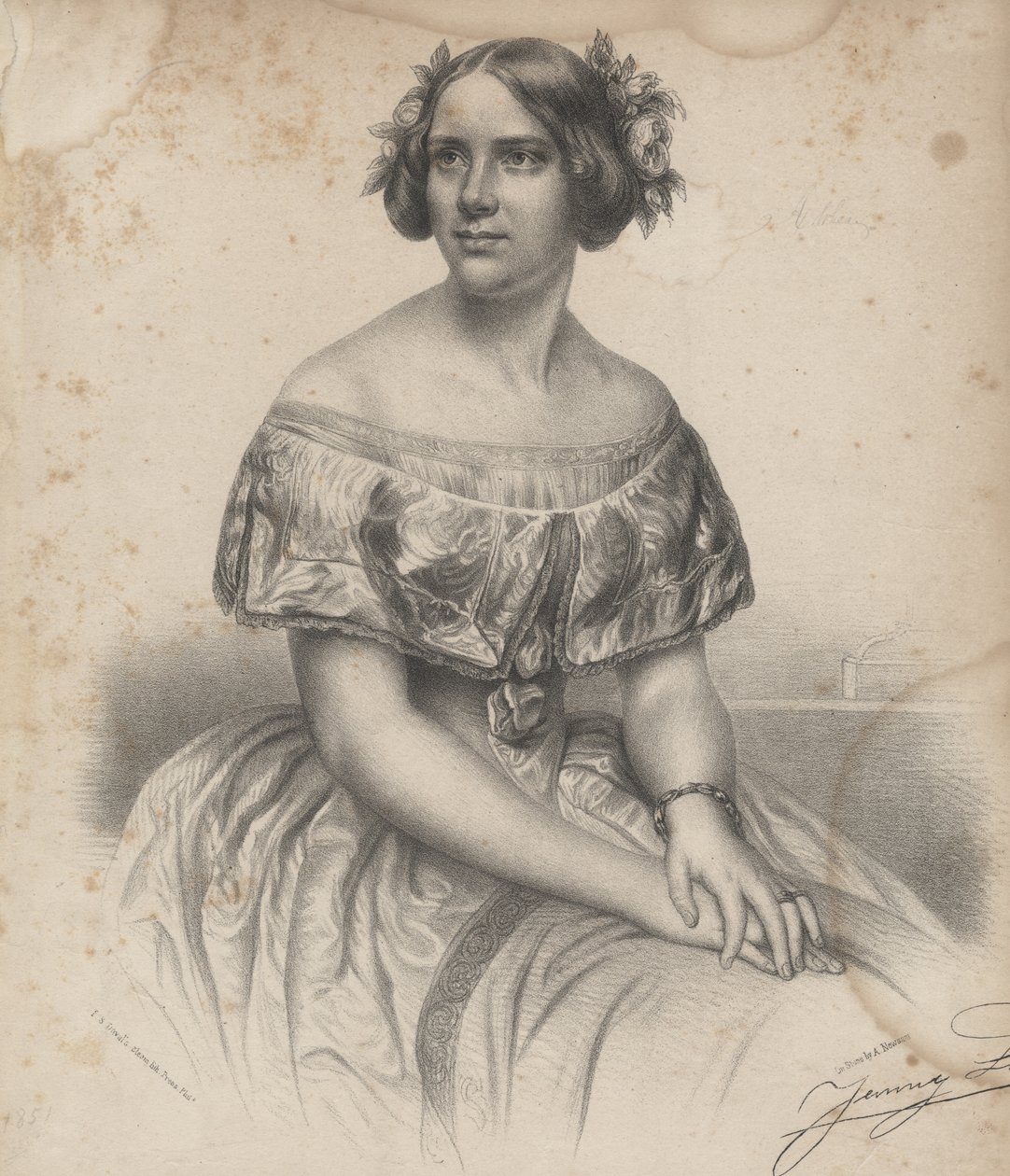 Jenny Lind, nuotista "Ruotsalaisia melodioita, kappaleita ja oopperalauluja", 1851. tekijältä Albert Newsam