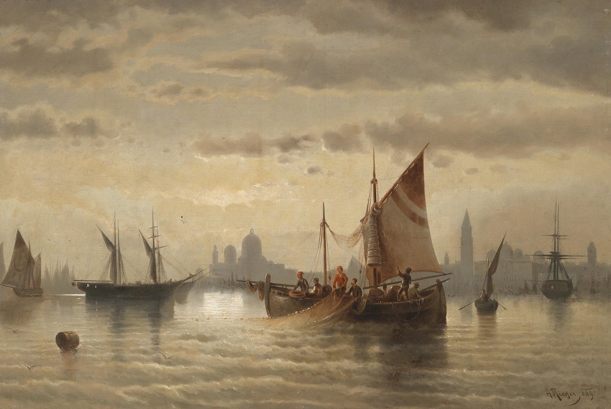 Segelschiffe vor Venedig tekijältä Albert Rieger