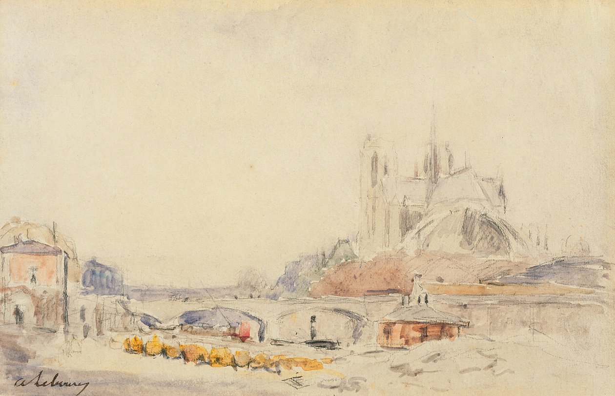Näkymä Pont de la Tournellelle ja Notre-Dame de Parisille tekijältä Albert Charles Lebourg