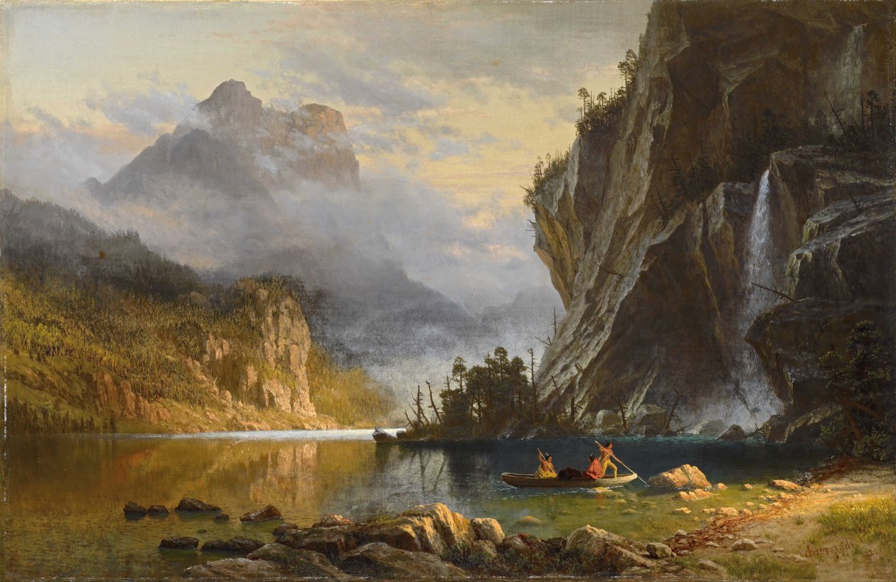 Intialaiset keihäskalastus tekijältä Albert Bierstadt