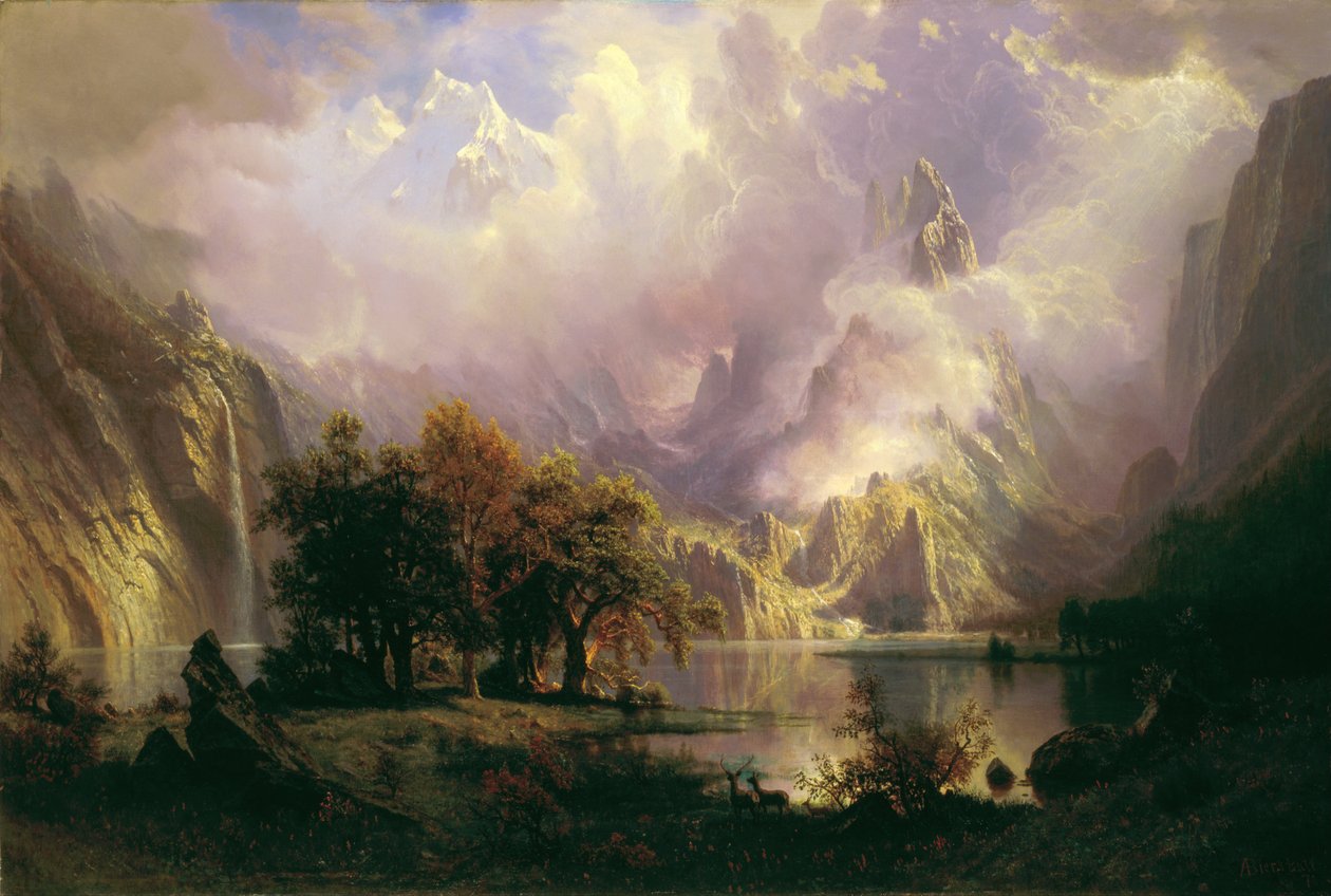Kalliovuorten maisema tekijältä Albert Bierstadt