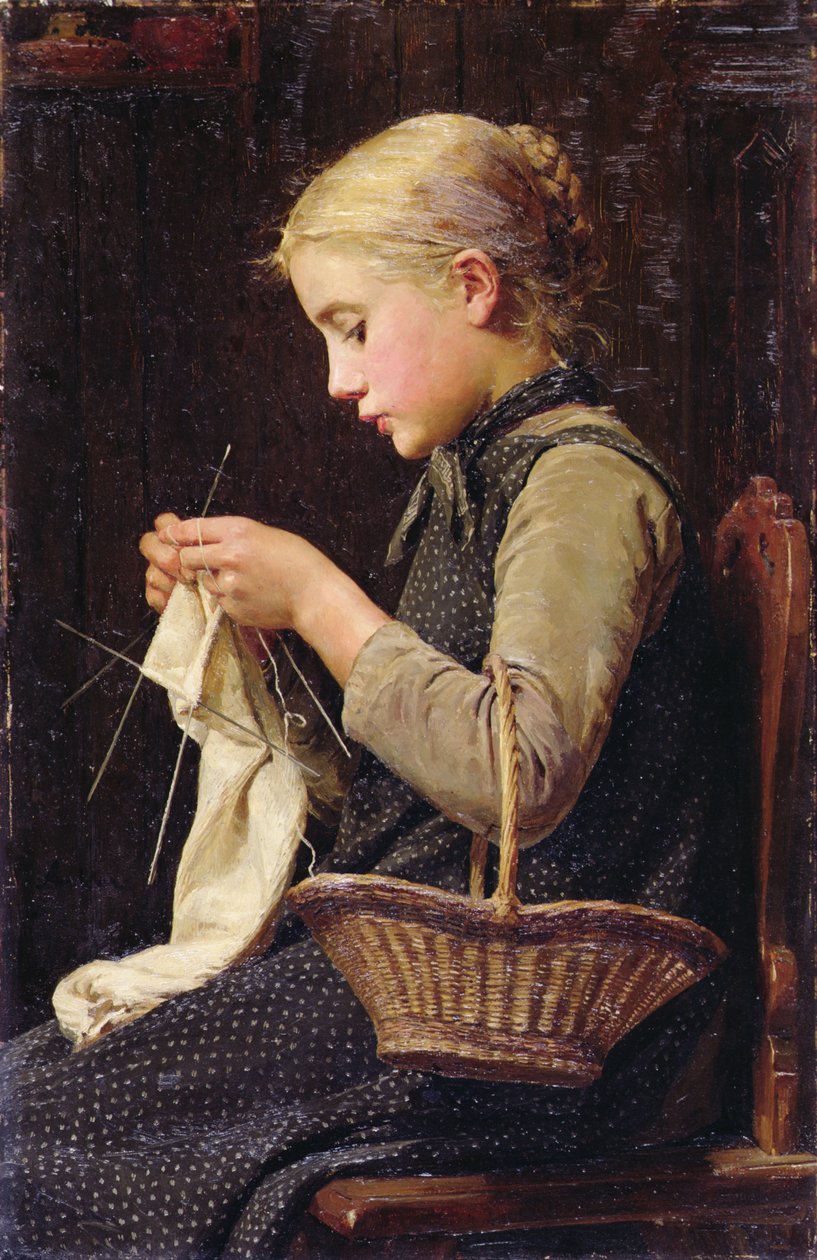 Neulova tyttö tekijältä Albert Anker