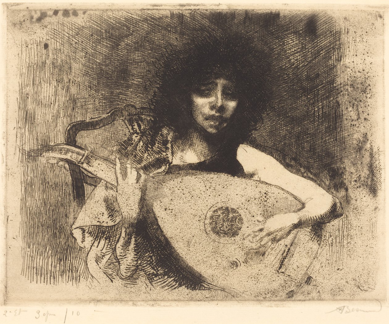 Luutun soittaja tekijältä Albert Besnard
