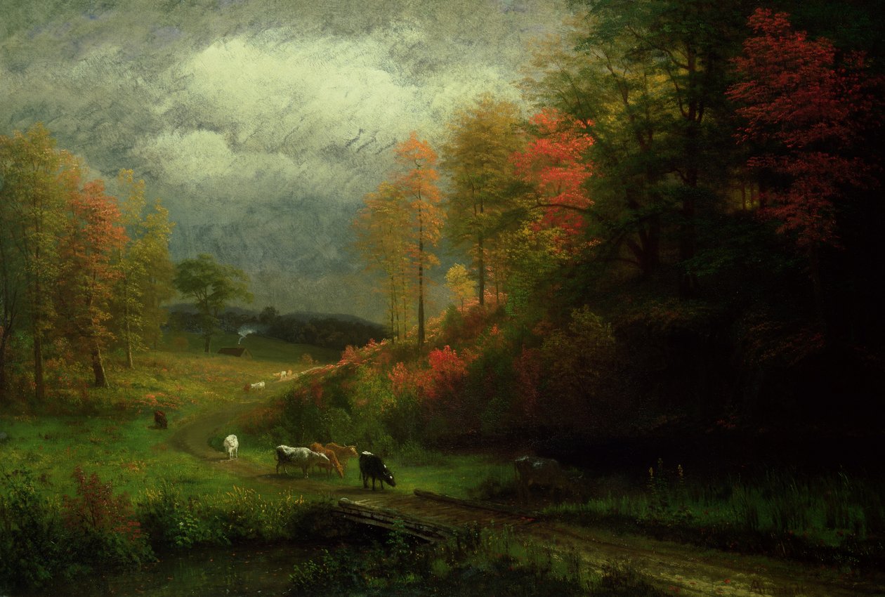 Rainy Day in Autumn, Massachusetts, 1857 tekijältä Albert Bierstadt