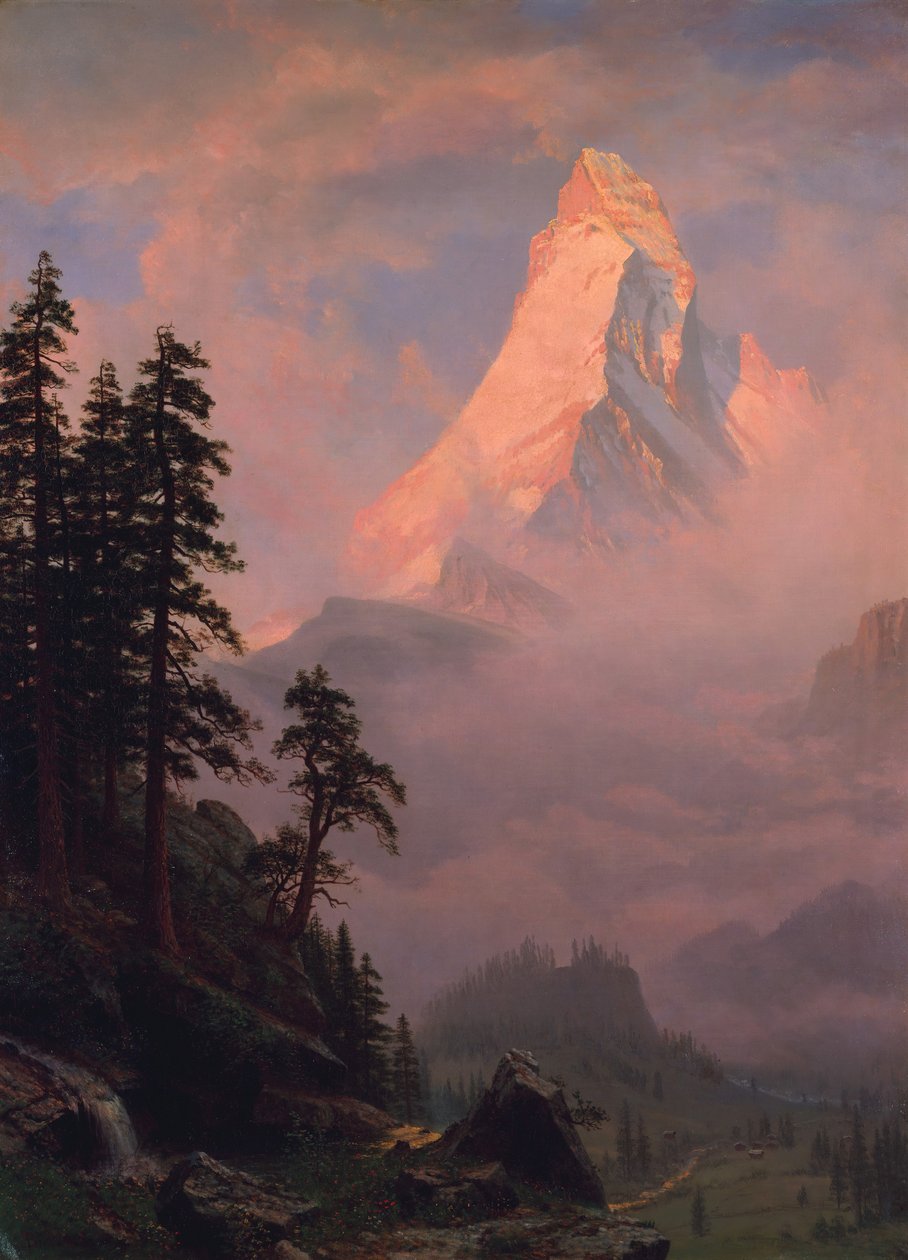 Auringonnousu Matterhornilla vuoden 1875 jälkeen. tekijältä Albert Bierstadt