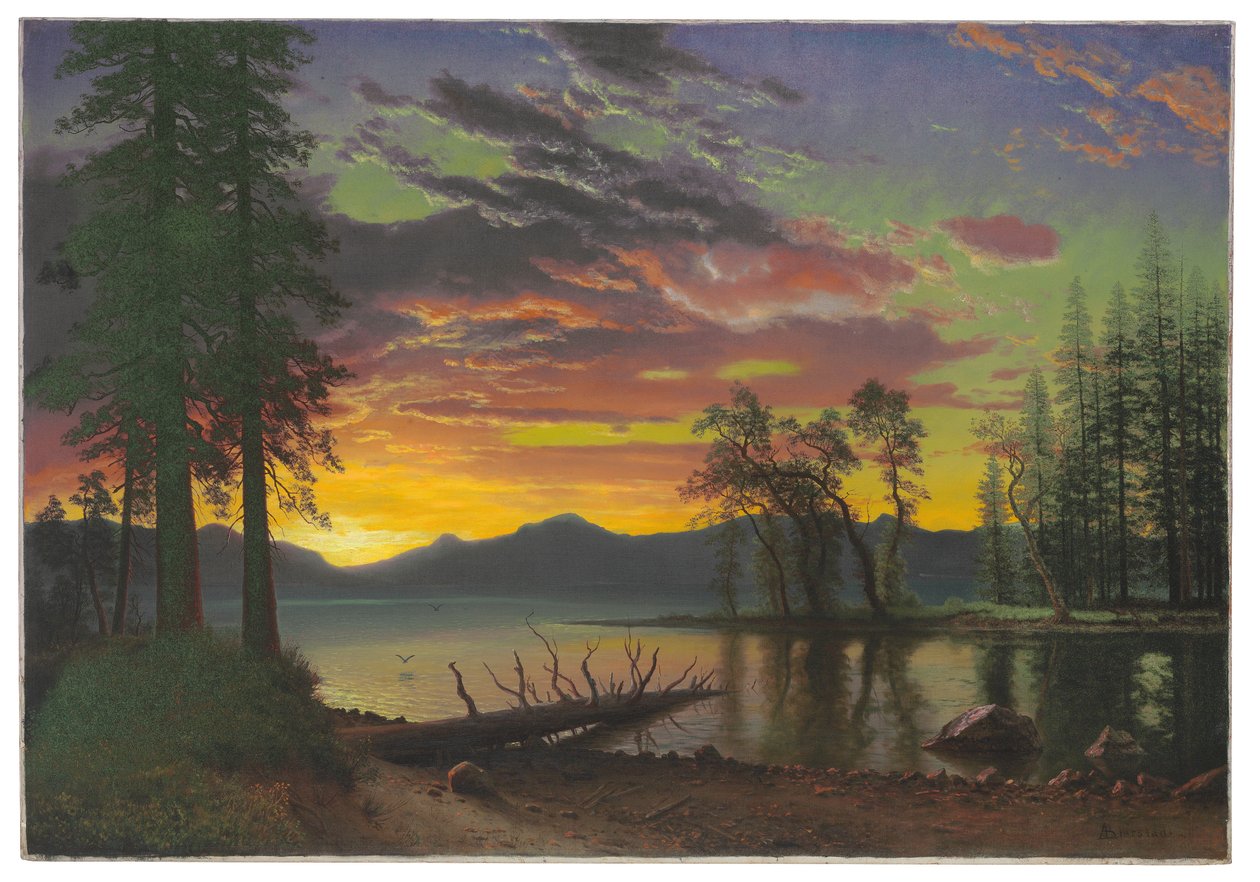 Twilight, Lake Tahoe, noin 1870-luku tekijältä Albert Bierstadt