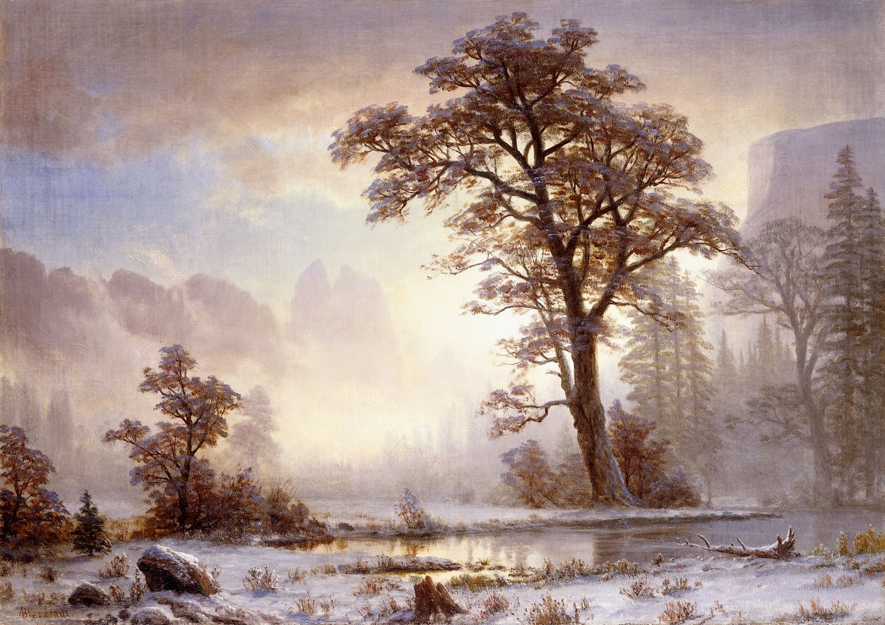 Yosemiten laakso - lumisade, tekijältä Albert Bierstadt