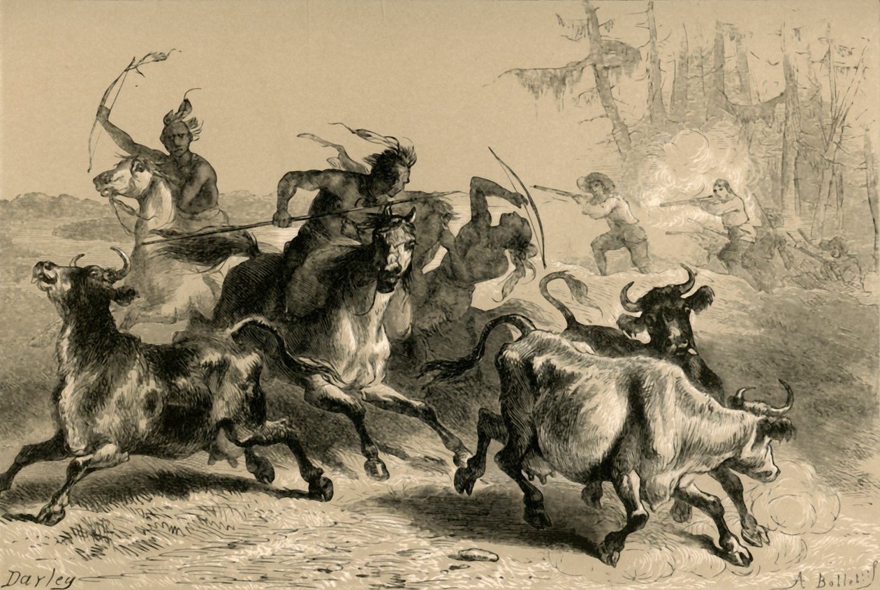 Intiaanit ryöstävät Etelä-Carolinan viljelmiä, 1877. tekijältä Albert Bobbett