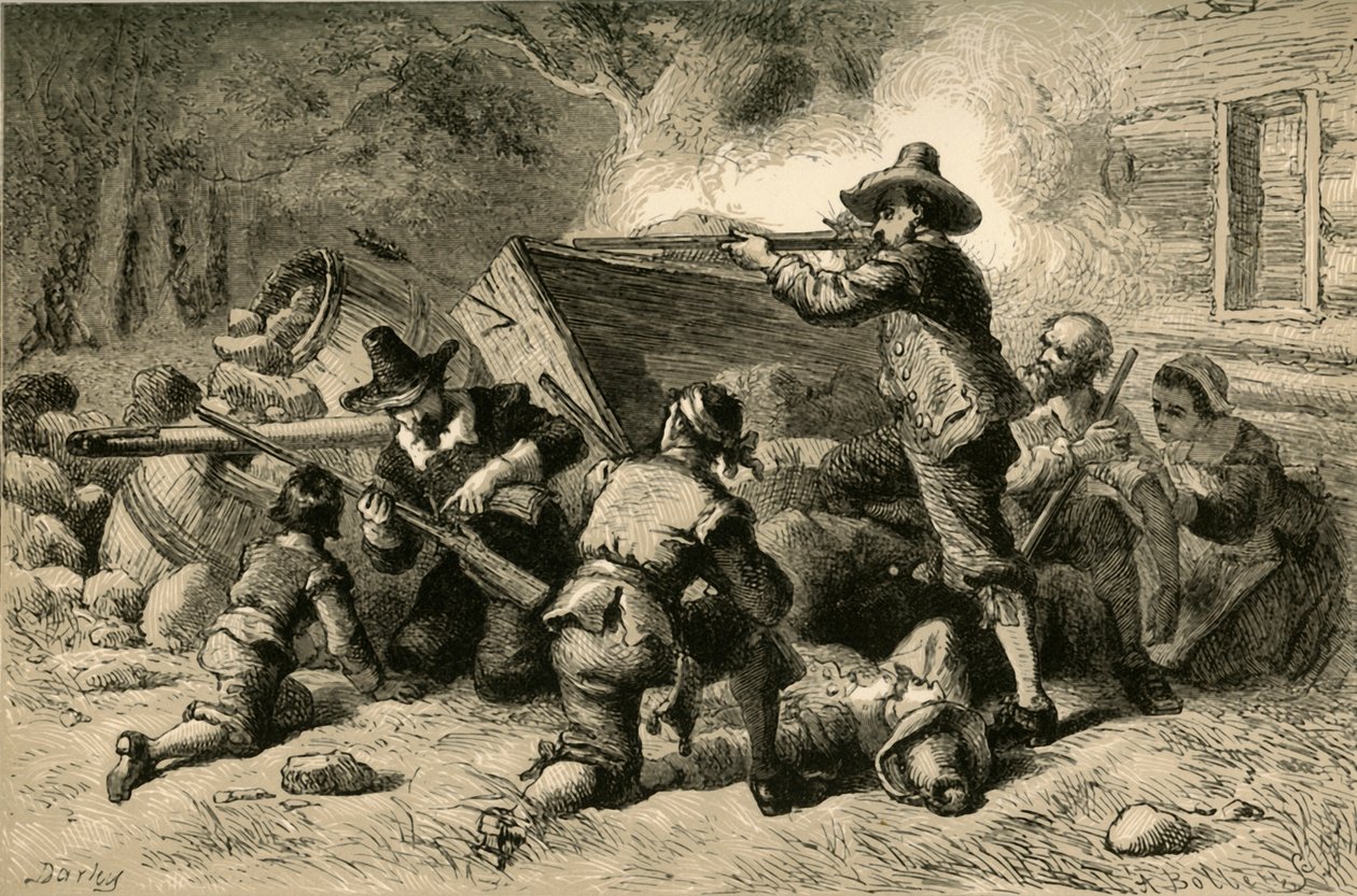 Virginialaiset puolustavat itseään intiaaneja vastaan, 1877. tekijältä Albert Bobbett