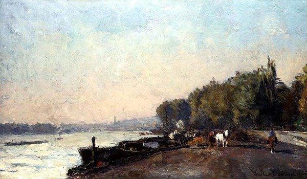 Suresnes in Autumn (öljy kankaalle) tekijältä Albert Charles Lebourg