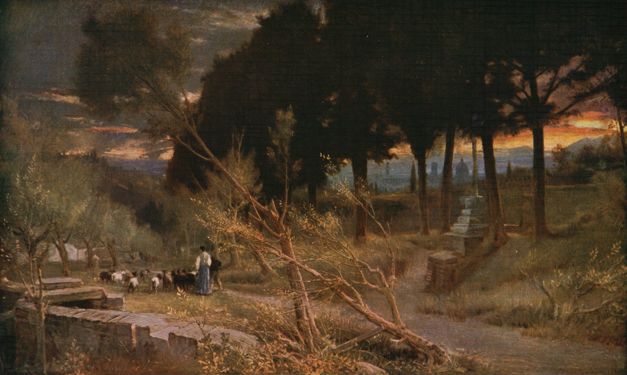 Firenze: Ilta, 1896, c1930. tekijältä Albert Goodwin
