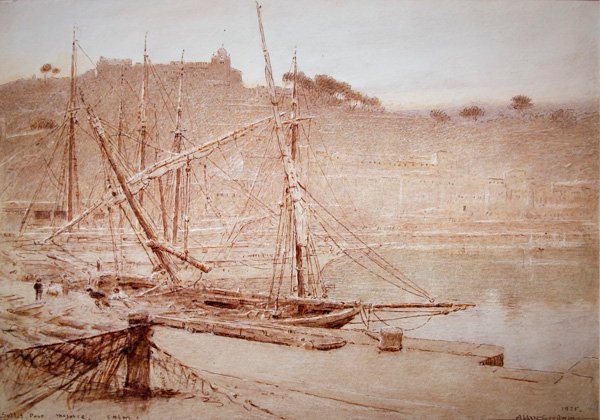 Soller Port, Mallorca, rauhallinen tekijältä Albert Goodwin