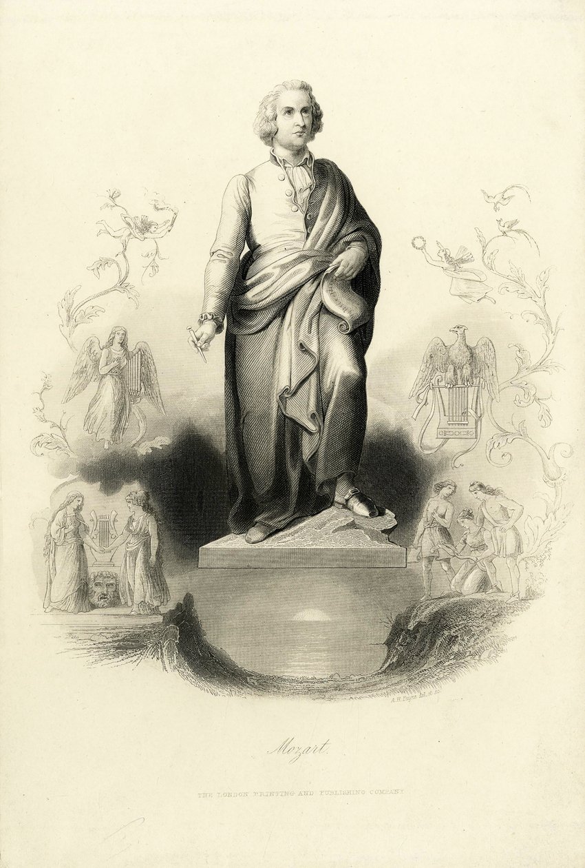 Mozart-monumentti Mozartplatzilla, 1842. tekijältä Albert Henry Payne