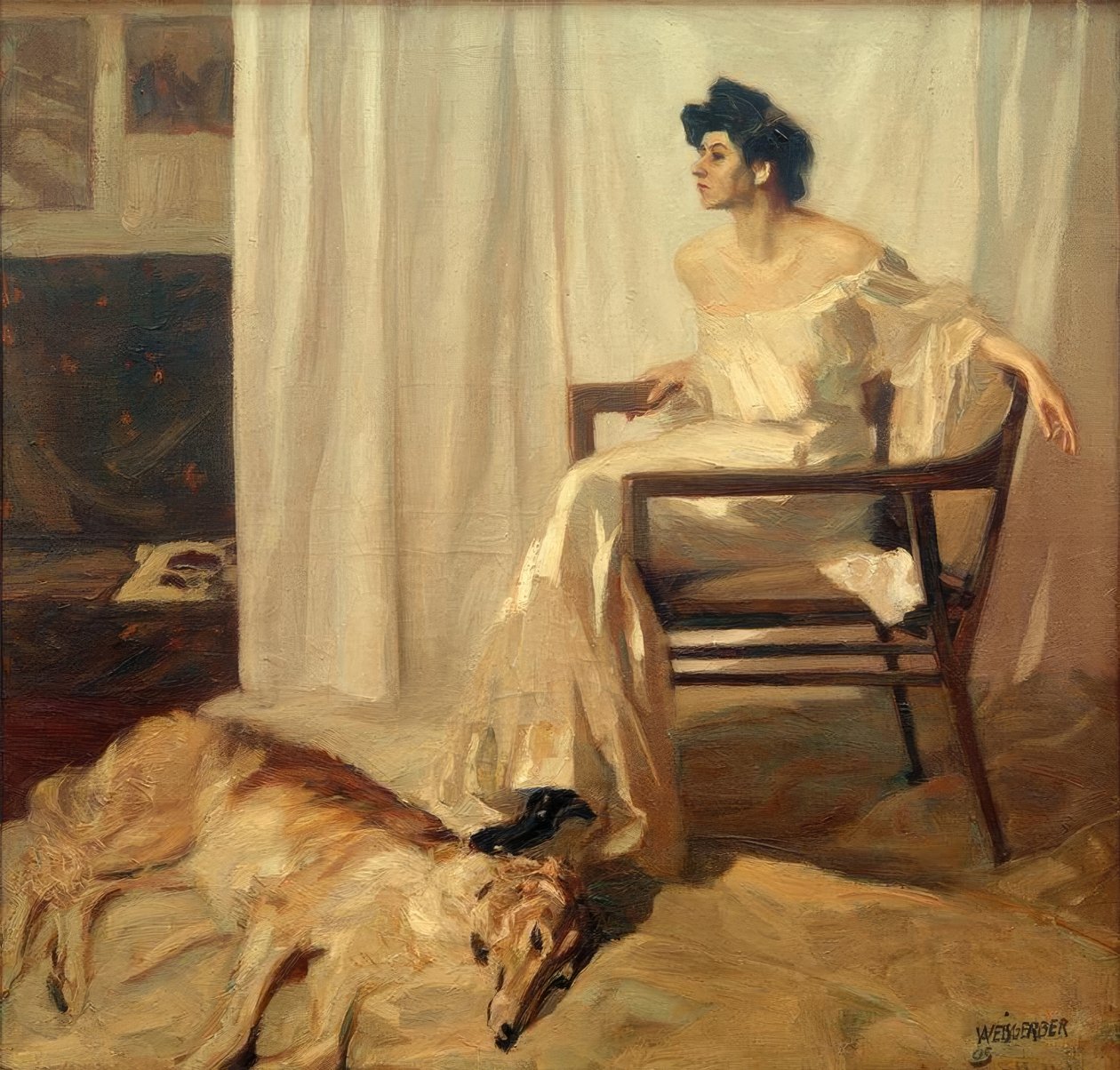 Dame mit Windhund tekijältä Albert Weisgerber