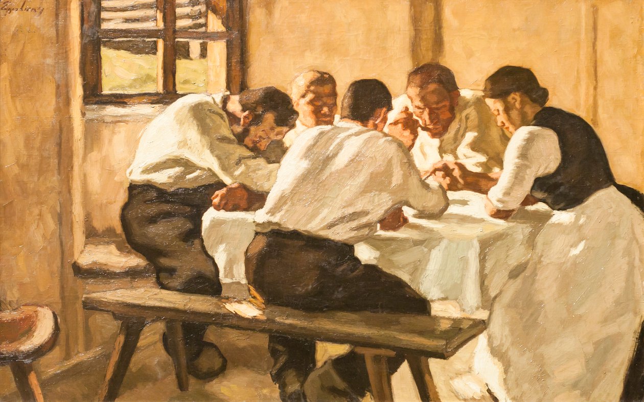 Lounas, n. 1910 (öljy kankaalle) tekijältä Albin Egger Lienz