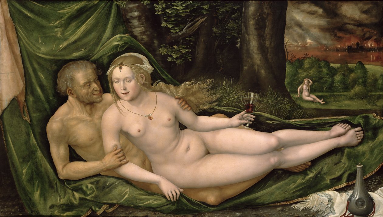 Loot ja hänen tyttärensä, 1537, tekijältä Albrecht Altdorfer