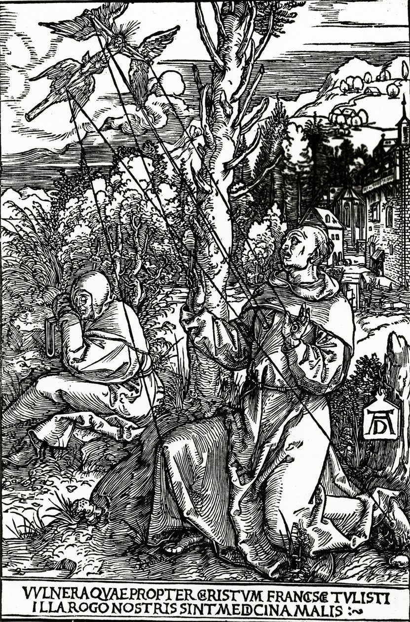 Pyhä Franciscus vastaanottamassa Stigmat, n. 1503-1504 tekijältä Albrecht Dürer