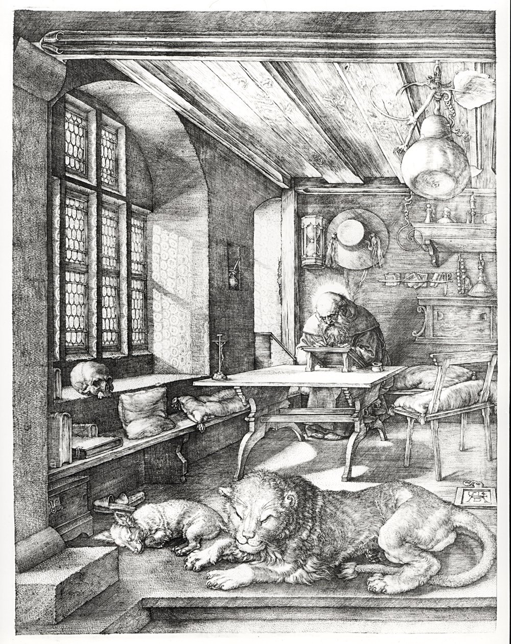 Pyhä Hieronymus tutkimuksessaan, 1514 tekijältä Albrecht Dürer