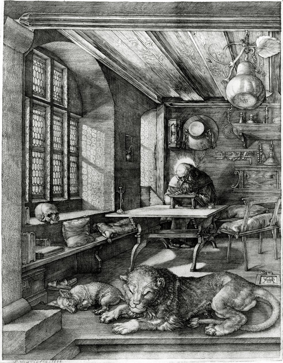 Pyhä Hieronymus tutkimuksessaan, 1514 tekijältä Albrecht Dürer