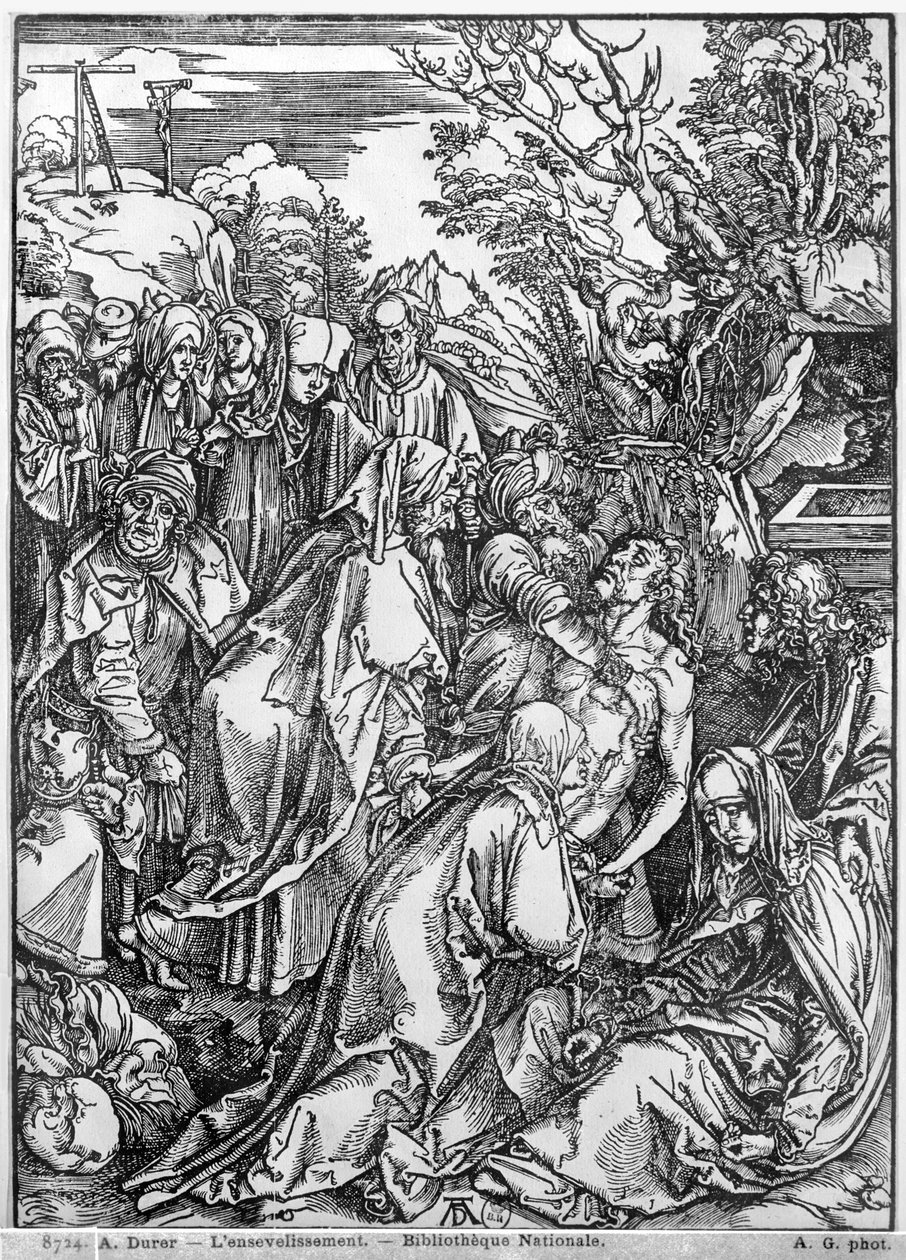 Kristuksen hautaus, sarjasta "Suuri kärsimys", 1497-1500 tekijältä Albrecht Dürer