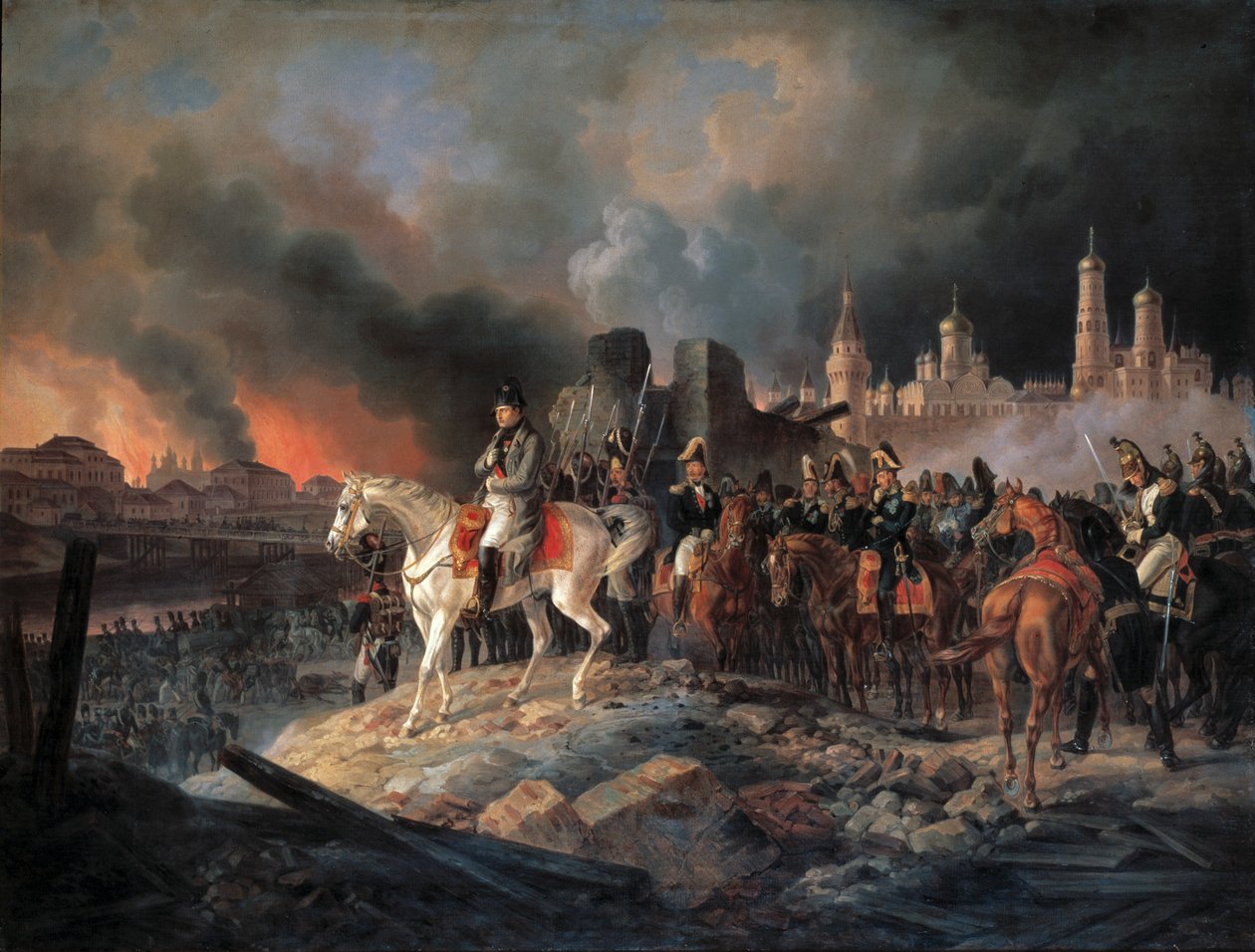 Napoleon Bonaparte Moskovassa, 1840. tekijältä Albrecht Adam