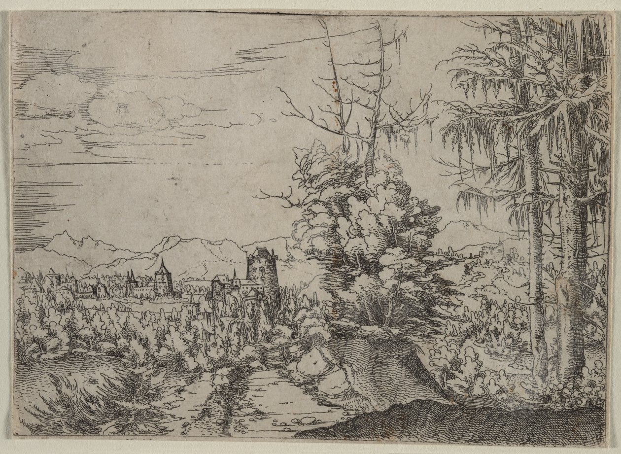 Maisema kahdella männyllä, 1522-1525. tekijältä Albrecht Altdorfer