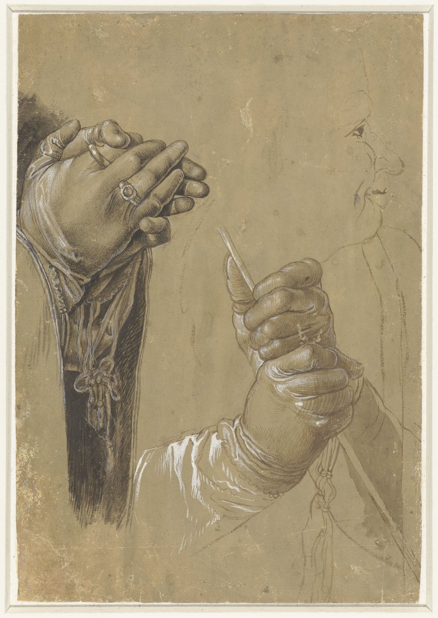 Kädet ja profiilipää tekijältä Albrecht Dürer (possibly)