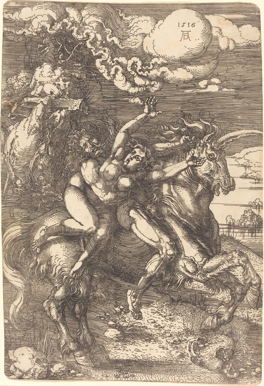Yksisarvisen sieppaus tekijältä Albrecht Dürer
