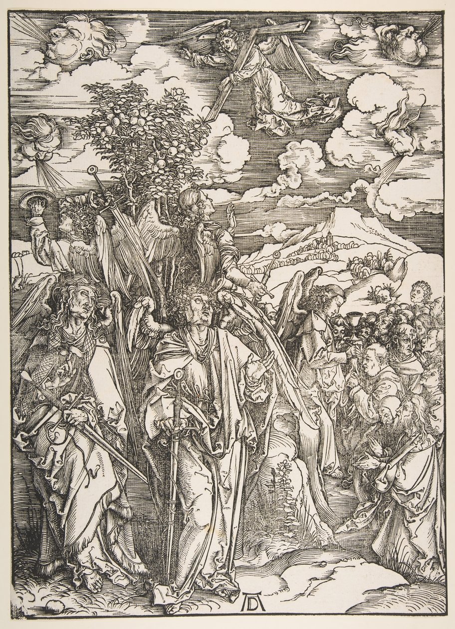 Enkelit hillitsevät neljää tuulta.n.d. tekijältä Albrecht Dürer