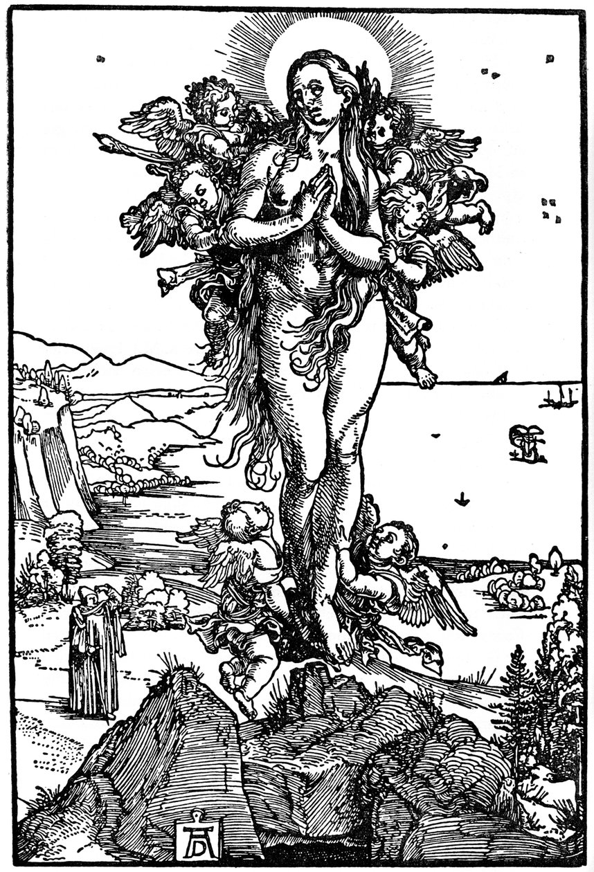 Maria Magdalenan taivaaseenastuminen, 1507-1510, 1936 tekijältä Albrecht Dürer