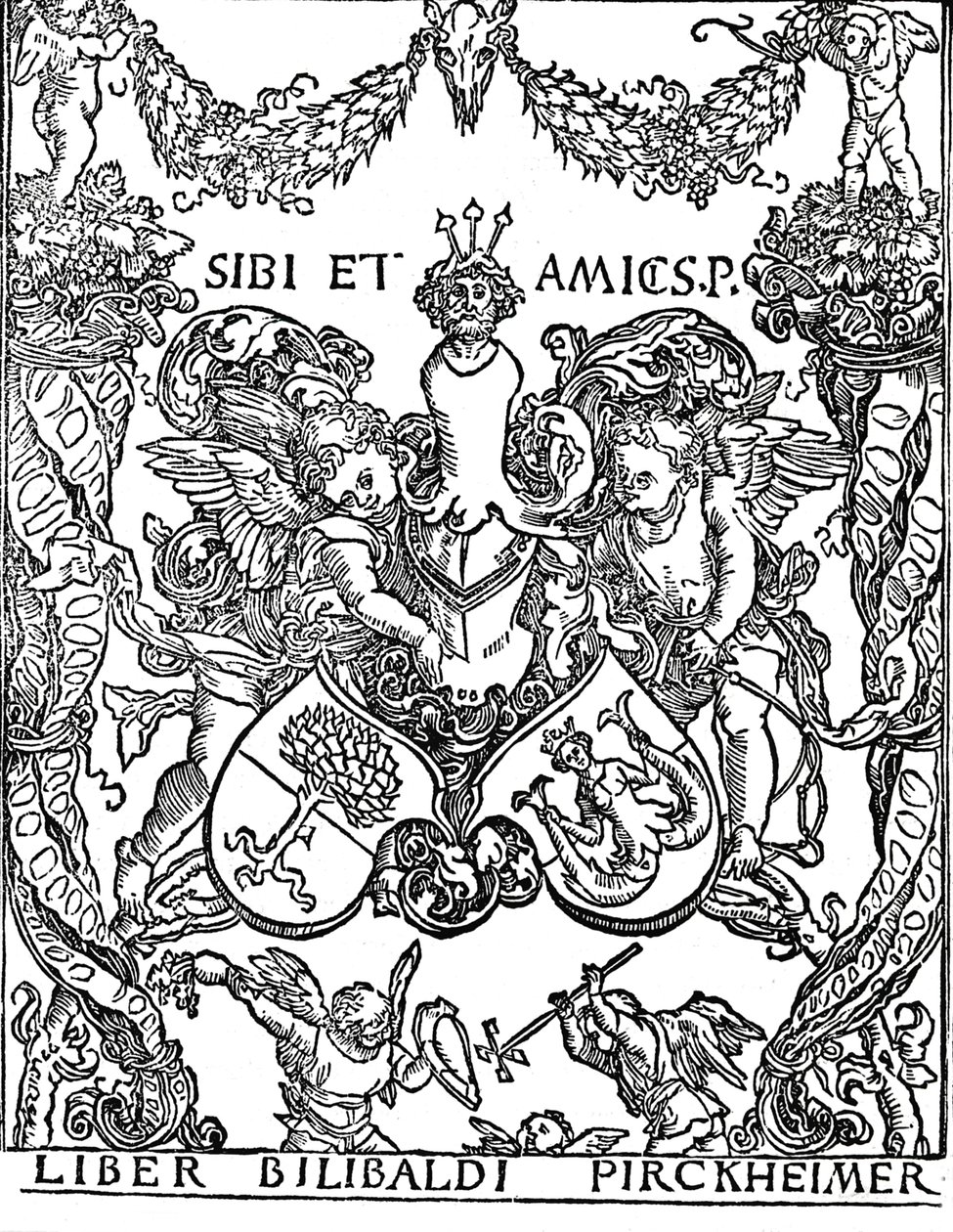 Willibald Pirkheimerin kirjakilpi, c1502-1503, 1906 tekijältä Albrecht Dürer