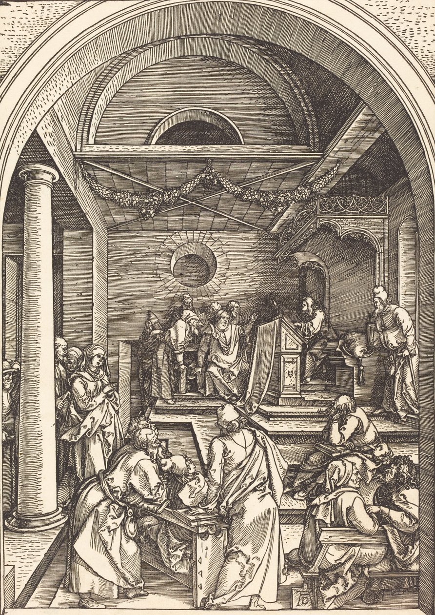 Kristus lääkäreiden joukossa, n. 15031504. tekijältä Albrecht Dürer