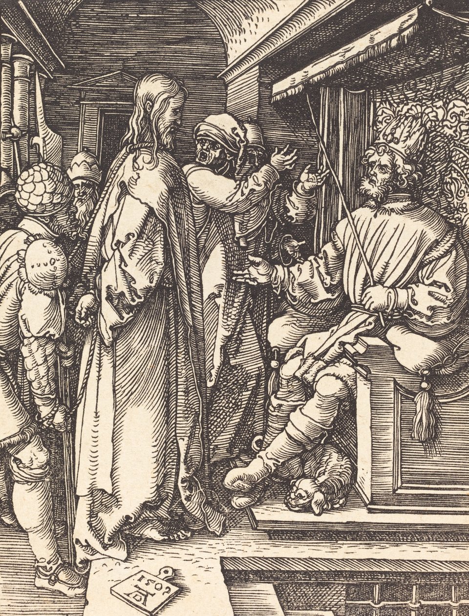 Kristus Herodeksen edessä, 1509. tekijältä Albrecht Dürer