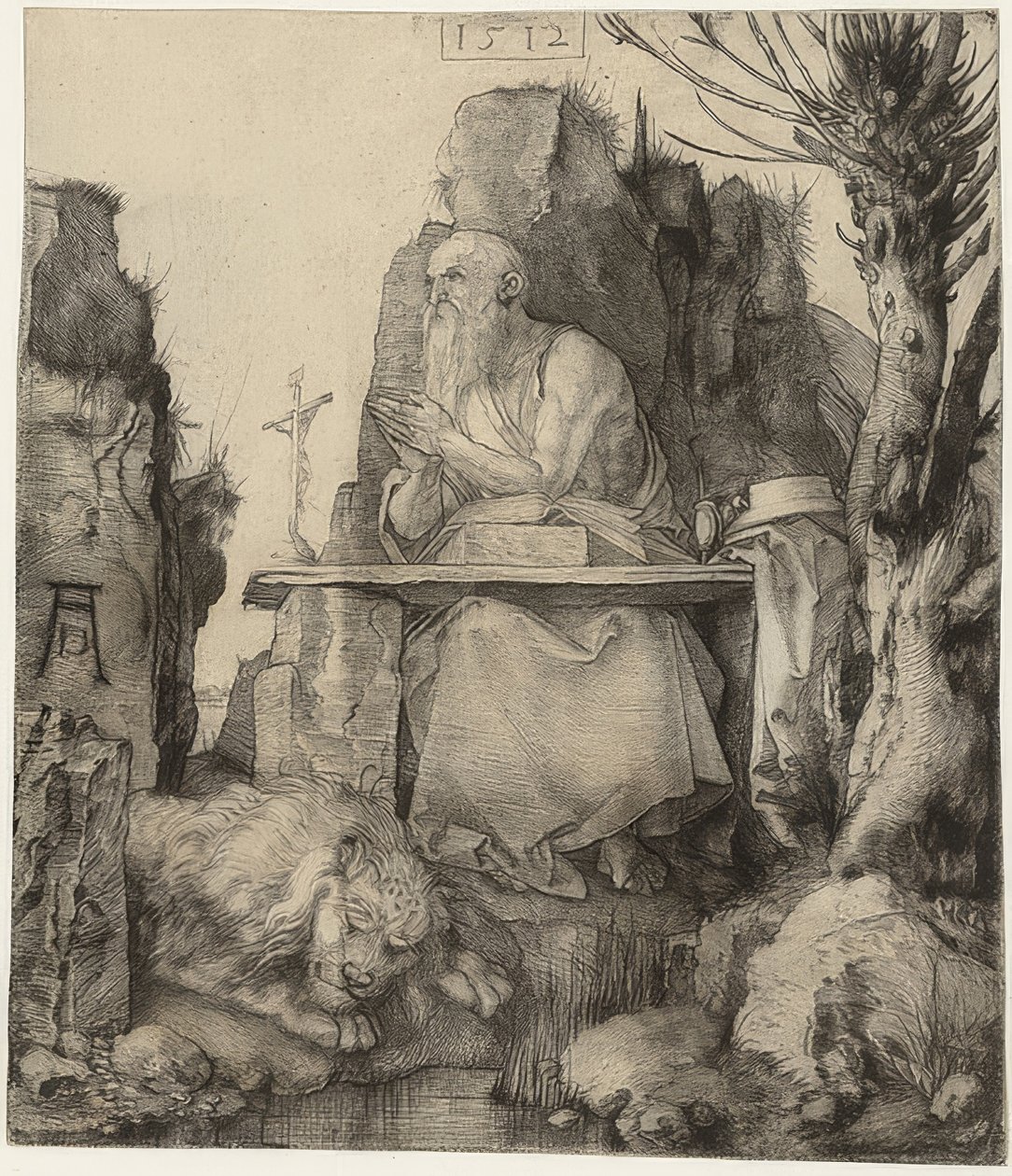 Pyhä Jerome pajun vieressä. 1512 tekijältä Albrecht Dürer