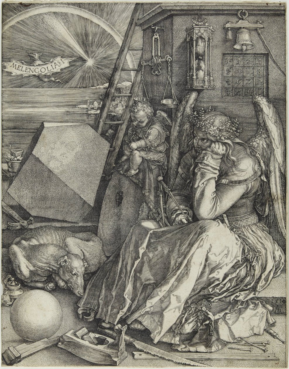 Melancolia I, 1514. tekijältä Albrecht Dürer