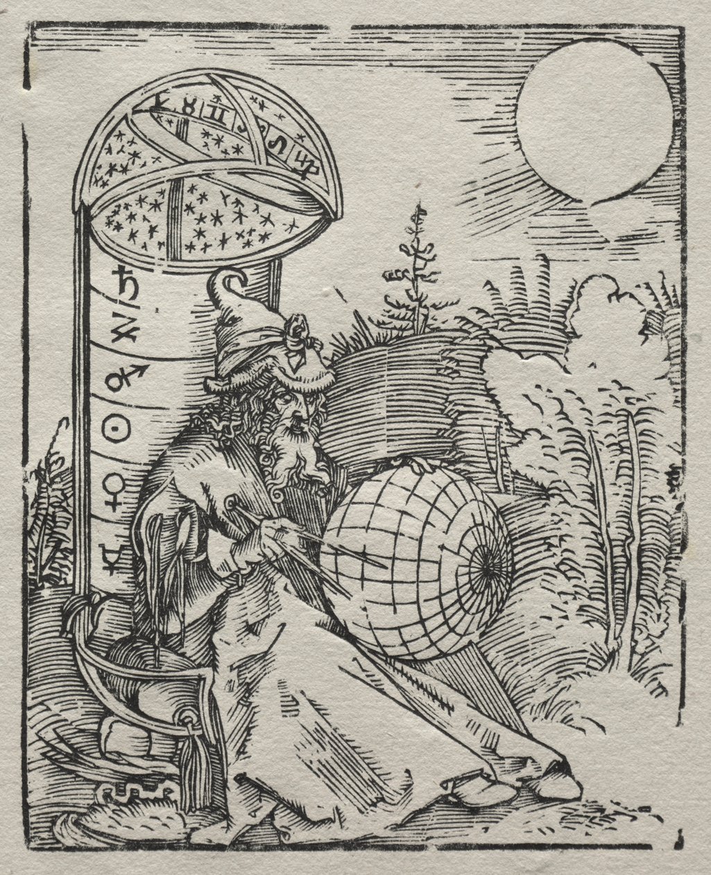Ptolemaios lähettää sille Himmelsglobuksen tekijältä Albrecht Dürer